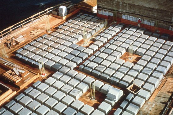 The reinforced-concrete columns are spaced on a 28-foot-square grid