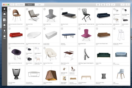 Furniture and product library in Board