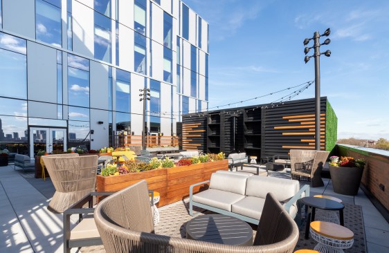 Outdoor spaces, such as this rooftop bar at the Moxy Hotel in Columbus, Phio, have long been popular amenities. But after the onset of the COVID-19 pandemic, providing outdoor space where customers may feel more comfortable is more important than ever.