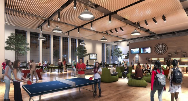 The recreation room in Munger Hall