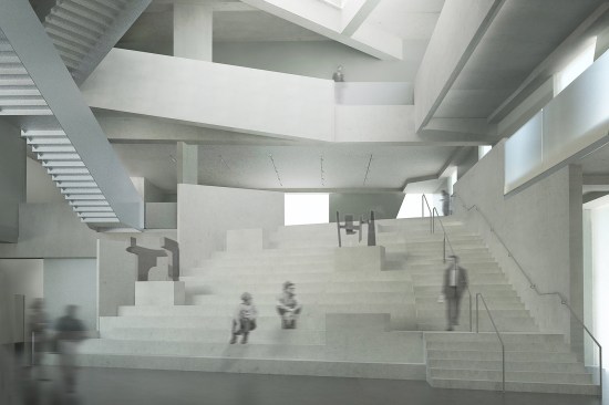 Interior renderings of the Glassell School