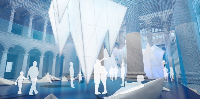Floating icebergs will fill the National Building Museum's Great Hall this summer. 