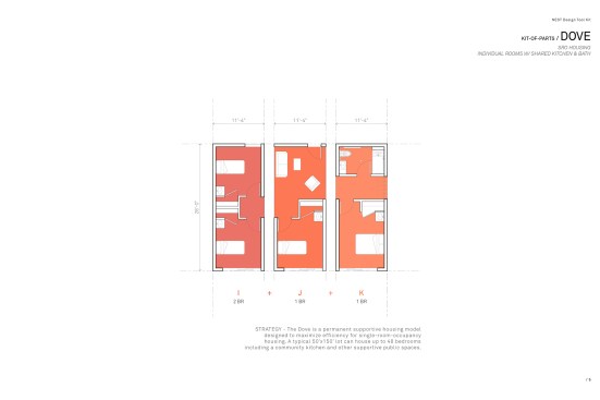 Dove provides permanent single-room-occupancy units with shared support spaces.