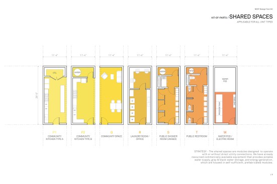 Nest's shared-spaces modules can slot into any housing type, and operate with or without direct connection to public utilities.