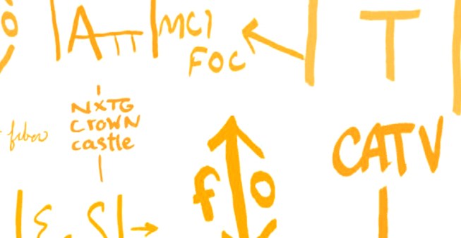 Street markings that indicate cables and other Internet infrastructure below ground