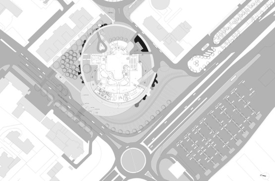 Site plan of the new Centro Pecci in Prato, Italy designed by Maurice Nio / NIO Architecten. 