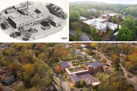 Standard Gage Factory past, present, and future: The Northside Hub project is a brownfield remediation, historic preservation, and carbon-positive transformation of the building and site.
