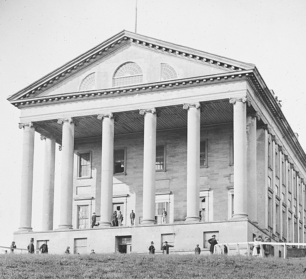 Front view of Virginia State Capitol, Richmond, Virginia, 1865.