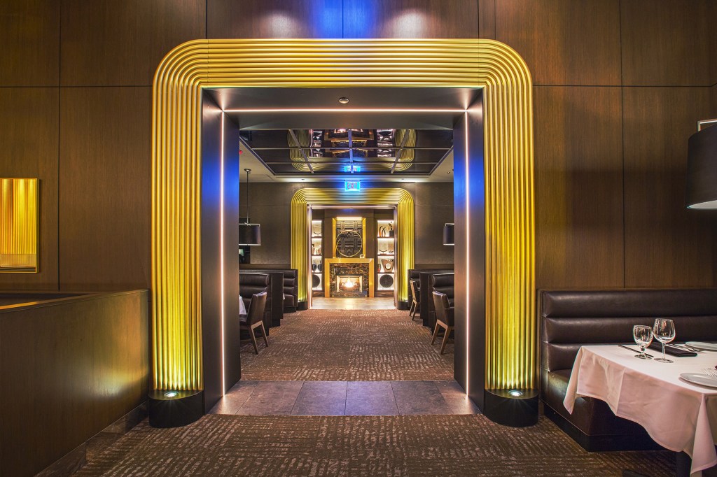 Ocean Prime restaurant, in Chicago; lighting design by Gwen Grossman Lighting Design