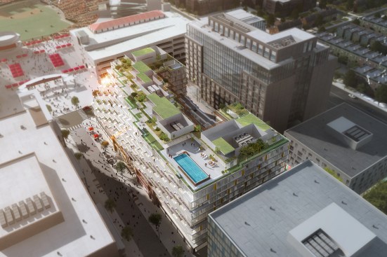 Aerial rendering looking southwest