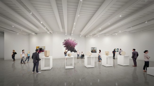 The center contains 8,000 square feet of gallery space for visual art.