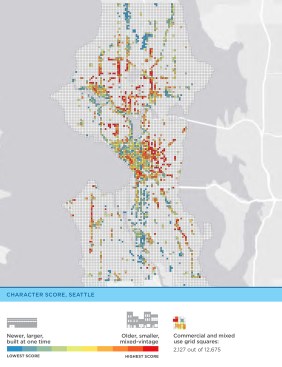 Seattle's "character score," computed as part of a National Trust study that tried to quantify the benefits of dense, mixed-use neighborhoods