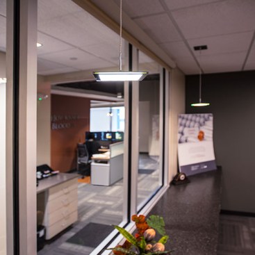 Birot Zhen single-panel OLED pendant installed at the DKB office