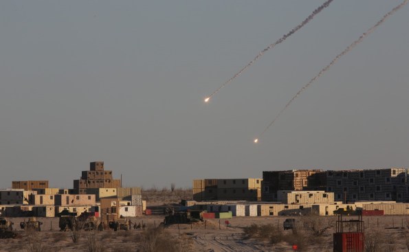 An urban close air support exercise at the Yodaville Training Complex in Yuma, Ariz.