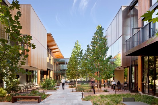 EHDD designed the David and Lucile Packard Foundation company headquarters, in Los Altos, Calif., to shade itself and fit amiably in its context. Occupants report an improved quality of life and sense of community because of the building, which is LEED Platinum certified, net-zero energy, and a 2014 AIA COTE Top Ten Award winner.