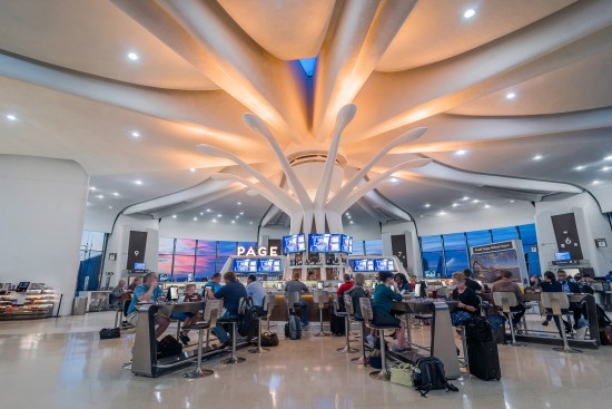 View of the terminal at sunrise.