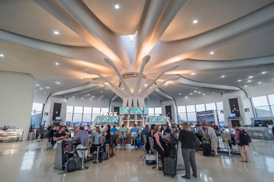 View of the terminal at sunset.
