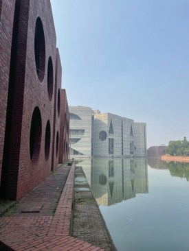 The Jatiya Sangsad Bhaban (National Parliament House) in Bangledesh, designed by Louis Kahn, was commissioned in 1962, with construction starting in 1963, but it wasn't completed until 1982, several years after Kahn's death in 1974.
