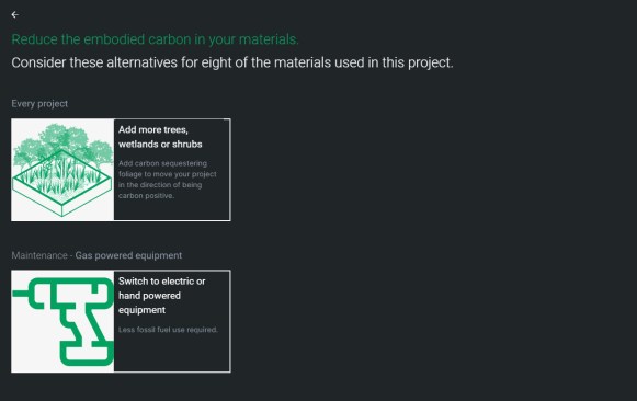 Example design alternatives to reduce a project's embodied carbon