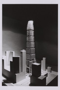 A model of the unbuilt Harbour Road Tower for the Sino Land Company's architecture competition in 1989, by Paul Rudolph.