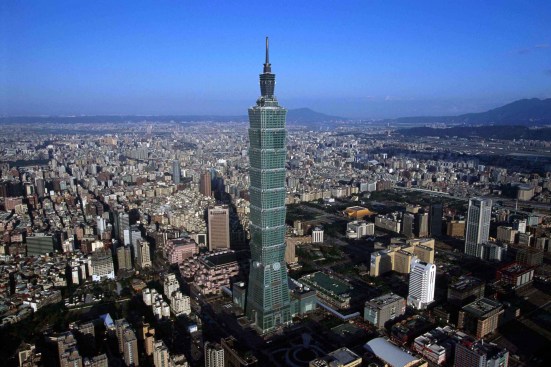 Aerial view of Taipei 101, the world's new tallest building.