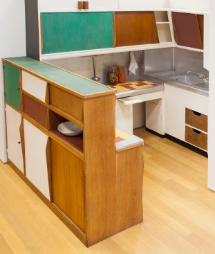 Charlotte Perriand and Le Corbusier's kitchen from the Unité d’Habitation, in Marseille, France, designed in 1952.