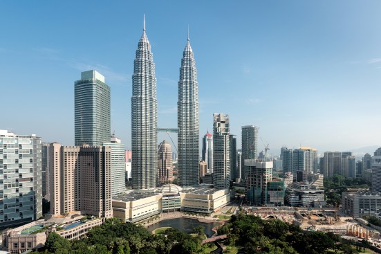 The Petronas Towers in Kuala Lumpur, designed by César Pelli & Associates Architects.