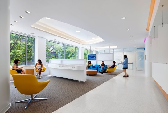 The waiting area on the second floor.
