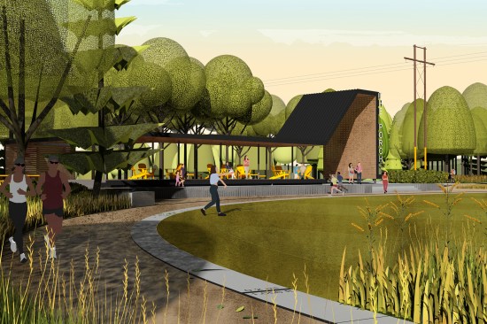 The 8th Street Gateway Park, a project commissioned as part of the Walton Family Foundation's Northwest Arkansas Design Excellence Program.