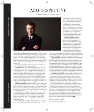 A 2012 AIA president's "Perspective" column published in ARCHITECT