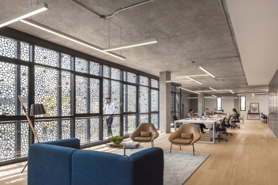 Interior view of Profiles's double-skin facade