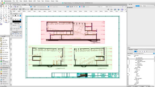 Color-coding indicates where users are working on the model.