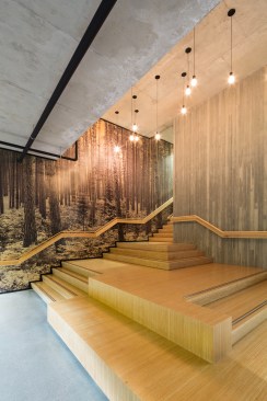 “We finished a floor about every nine days,” says Lucas Epp, engineering and 3D manager, StructureCraft. That work was comparatively quiet too, without the collateral noise associated with other building materials.