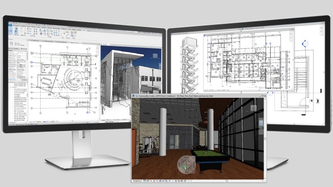 Revit users can work across multiple monitors.