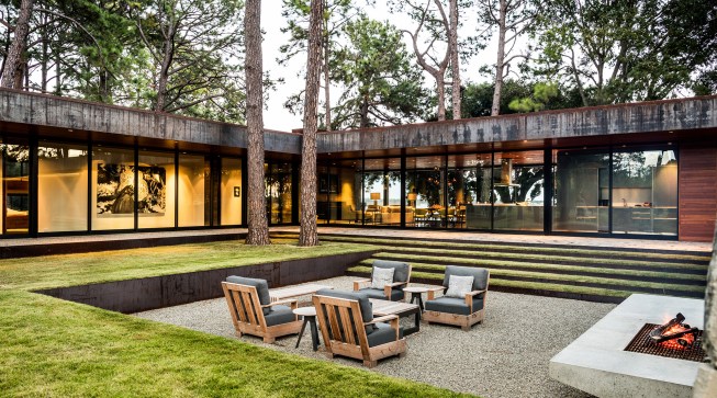 Sunken courtyard looking northeast
