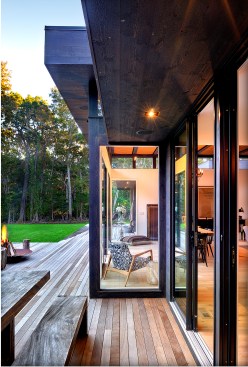 Consistent
orientation of the refurbished wood paneling and decking was key in creating in
a seamless finished product. 