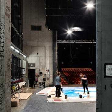 A renovated theater space in the existing Pei building