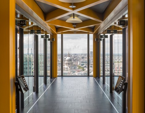 View North from a toilet lobby at The Leadenhall
Building