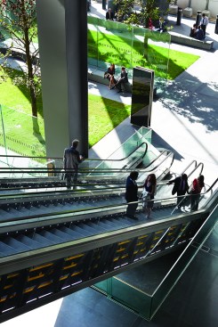 View down the escalators into the public space at The
Leadenhall Building