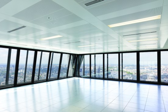 Floorplate on level 40 of The Leadenhall Building
looking West
