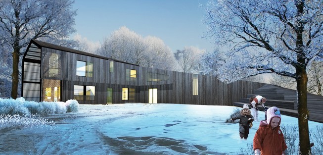 Charged with creating a space to display artwork, housing an artist-in-residence, and providing collective cooking and dining areas, CODA conceived a shou sugi ban cedar–clad addition with a series of interior rotating walls for the Constance Saltonstall Foundation for the Arts building in Ithaca.