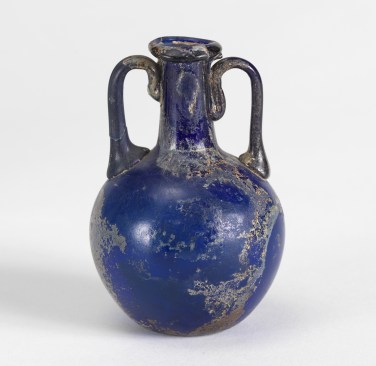Blown and drawn glass Aryballos, dating to the 3rd or 4th century.