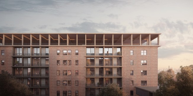 PRO, working with the Regional Plan Association, designed this rendering as part of a larger proposal for ways the cash-strapped New York City Housing Authority can modernize its public housing developments, which are home to more than 400,000 residents.
