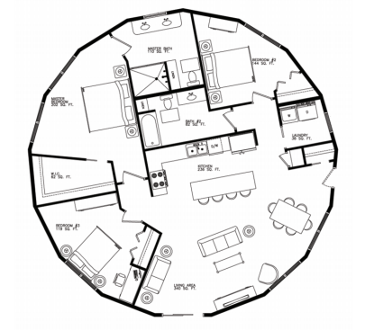 Chesapeake A floor plan: 3 bedroom / 2 bath, 1,496 heated sq. ft.