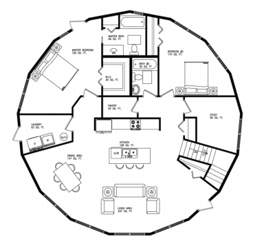 Chesapeake B floor plan: 2 bedroom / 2 bath, 1,496 heated sq. ft. 