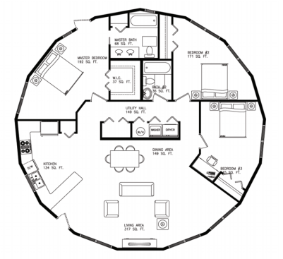 Chesapeake C floor plan: 3 bedroom / 2 bath, 1,496 sq. ft.