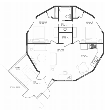 Camden B with stairs: 2 bedroom / 1 bath, 875 heated sq. ft. 