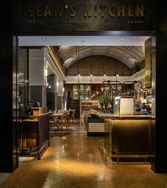 The restaurant entry.