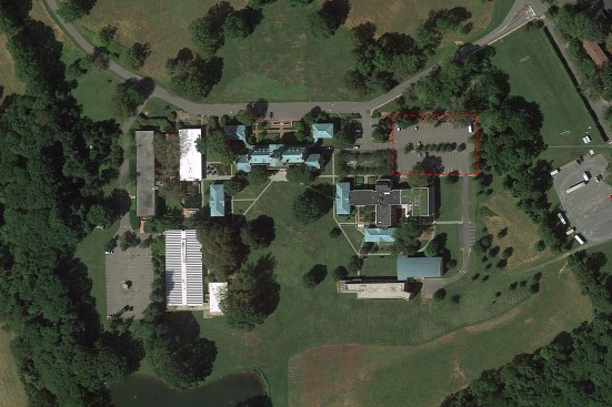 Aerial view of site for Institute for Advanced Study, Rubenstein Commons, Princeton, N.J.