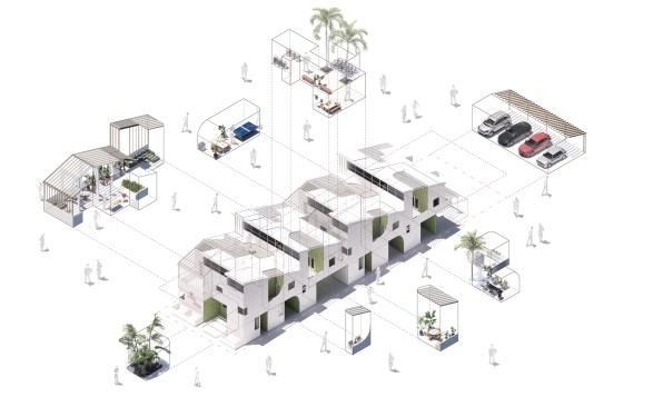 Dubbed the Fifty Fifty Fourplex, a four-unit housing complex looks at multigenerational living and space-sharing.